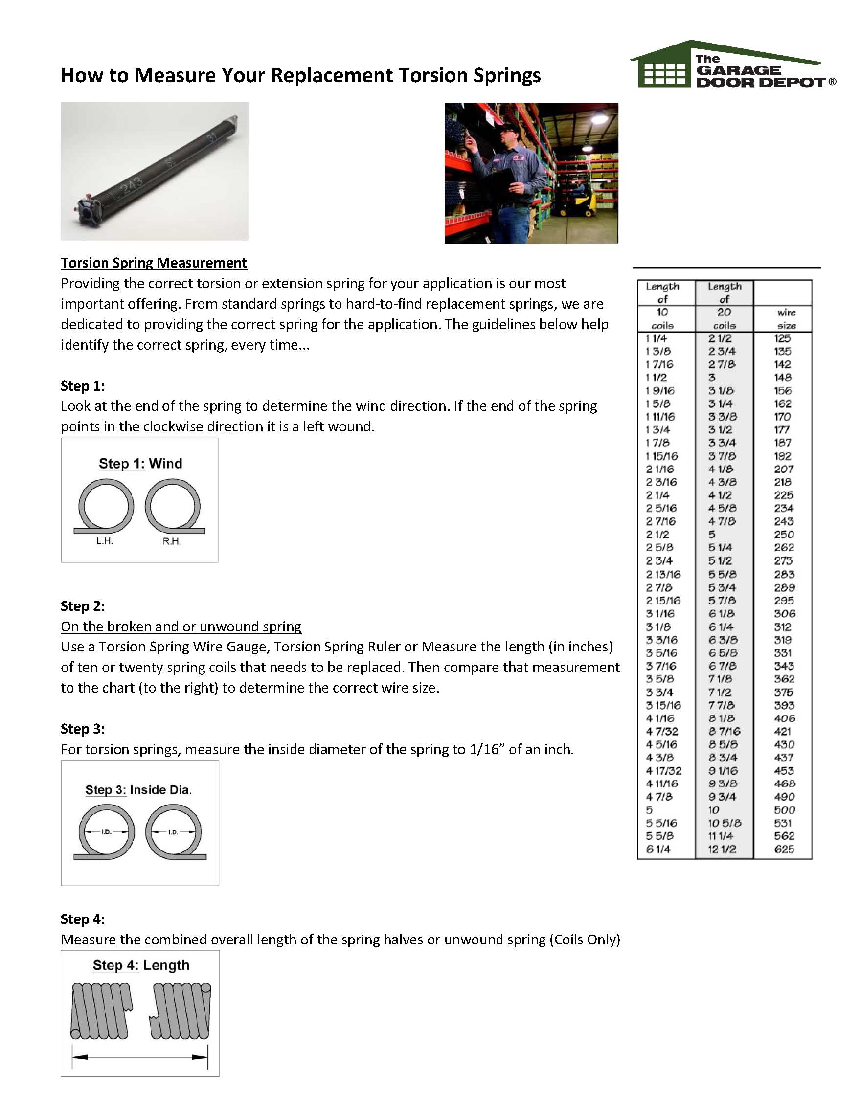 Torsion Springs for Garage Doors (Standard Residential)